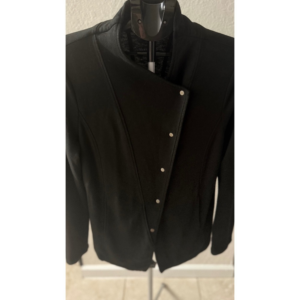 Eileen Fisher Black Asymmetrical Snap Front Jacket Minimalist Avant Garde L